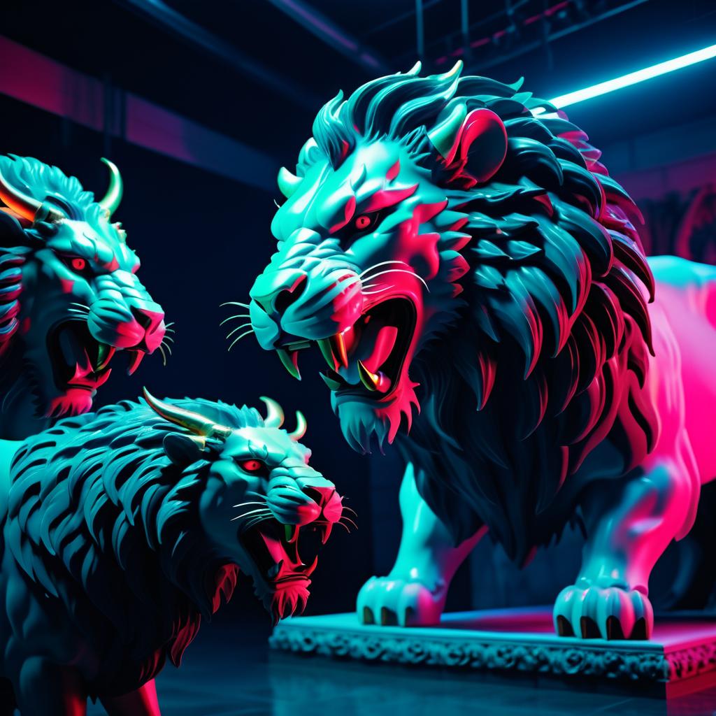 Ferocious Chimera in Neon Lighting