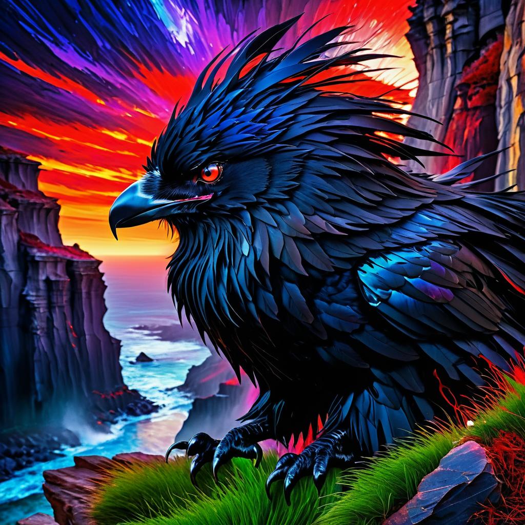 Epic Anime Portrait of a Feral Raven