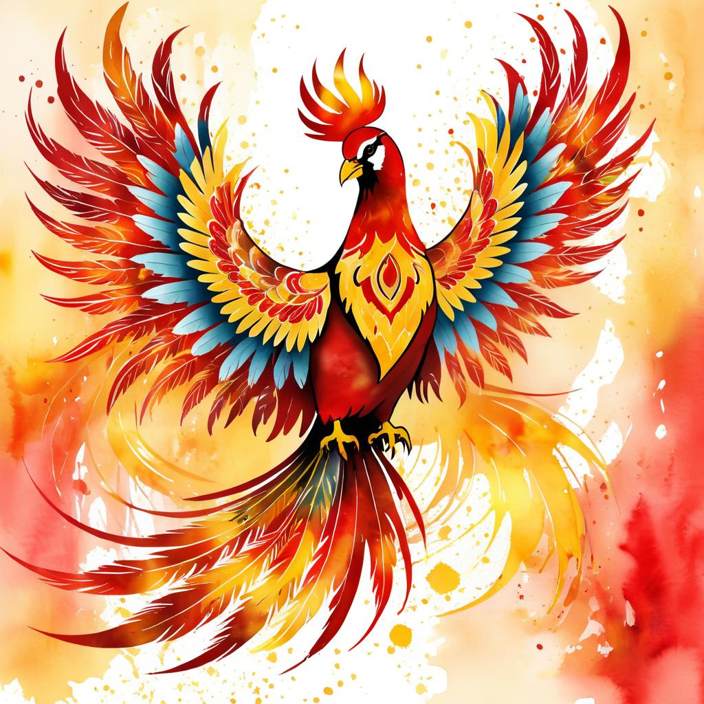 Vibrant Vintage Phoenix Clipart Design