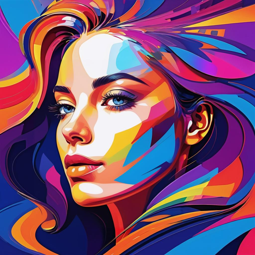 Vibrant Abstract Woman's Face Portrait