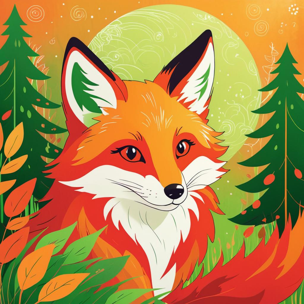 Whimsical Fox Illustration in Manga Style