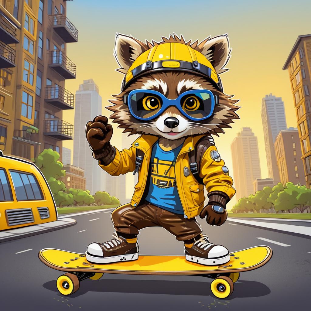 Daring Stunt Raccoon Skateboarding Adventure