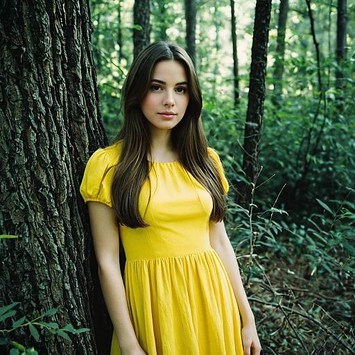 Girl in Yellow Dress Amidst Nature