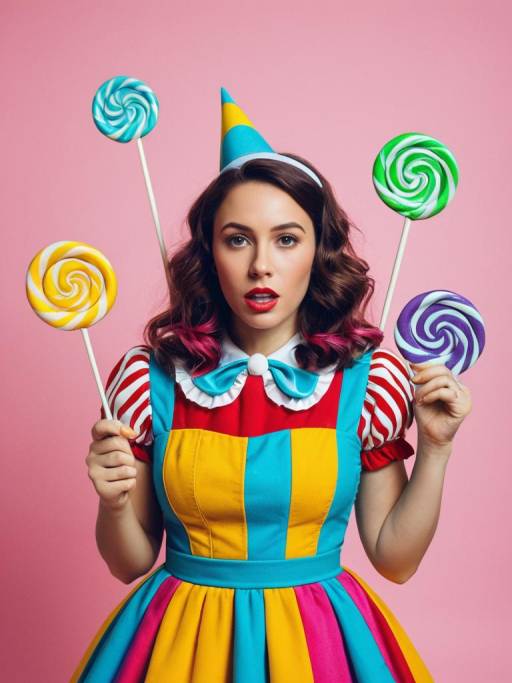 Cinematic Portrait of Woman in Candyland Costume