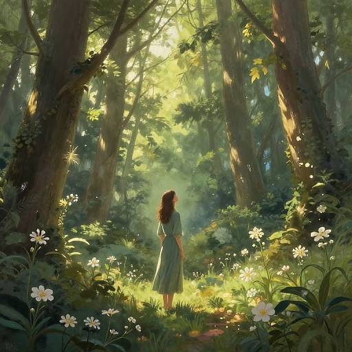 Serene Portrait in Enchanted Forest