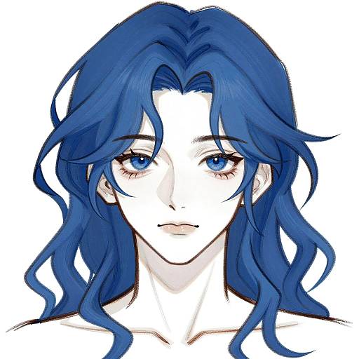 Stylized Blue-Haired Young Man