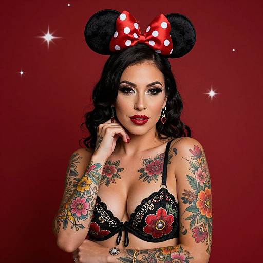 Tattooed Woman with Minnie Ears