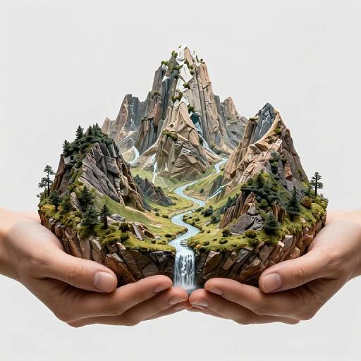 Miniature Surreal Landscape in Hands