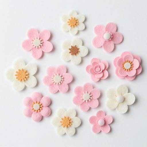 Ivory Pink Felt Flowers Decor