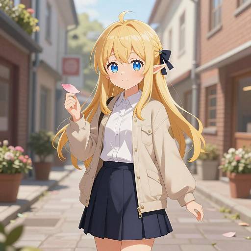 Charming Elf Girl in Sunny Street