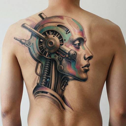 Abstract Biomechanical Back Tattoo Art