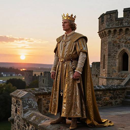 Medieval King Baldwin IV at Sunset