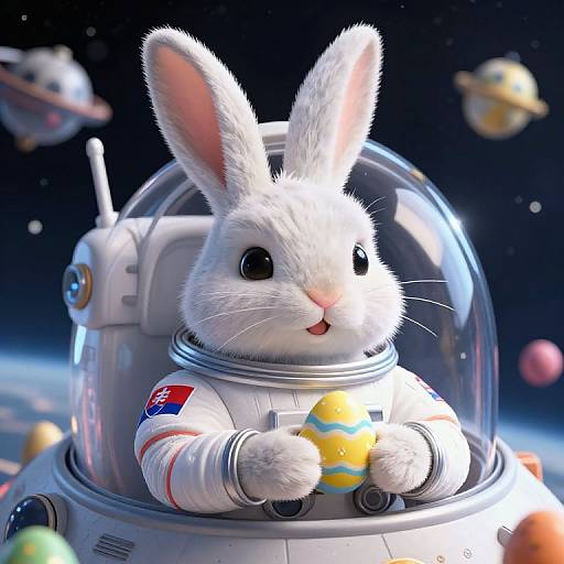 Easter Bunny Cosmonaut with Slovak Flag