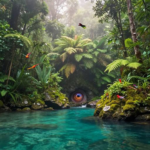 Mystical Jungle Waterfall at Dawn