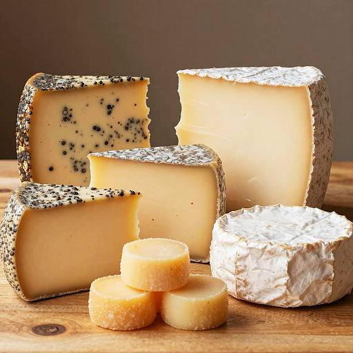 Assorted Cheeses on Wooden Board