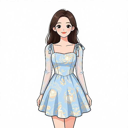 Smiling Woman in Pastel Blue Dress