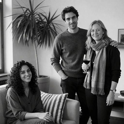 Cozy Indoor Gathering in Black and White