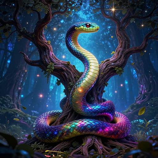 Celestial Serpent on Enchanted Tree
