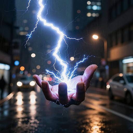 Futuristic Superhero Lightning Power Burst