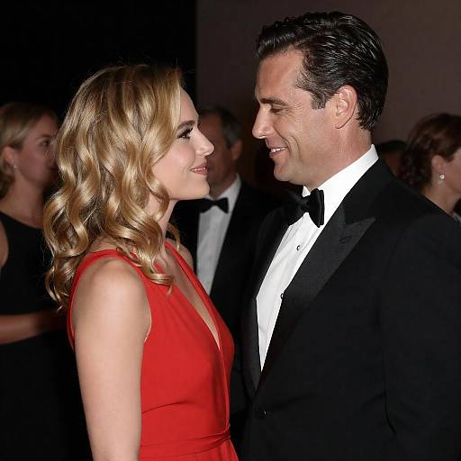 Glamorous Couple in Dimly Lit Soirée