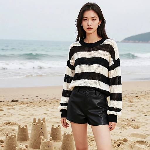 Edgy Beachfront Fashion Portrait