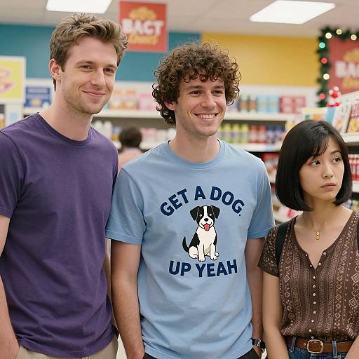 Cheerful Trio in a Bright Store