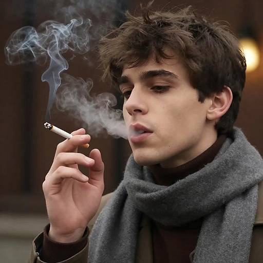 Moody Portrait of a Young Smoker