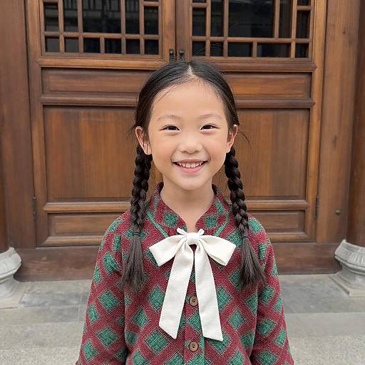 Cheerful Young Girl in Traditional Attire