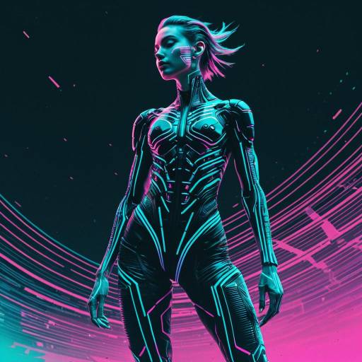 Androgynous Biopunk Alien with Digital Glitch Skin