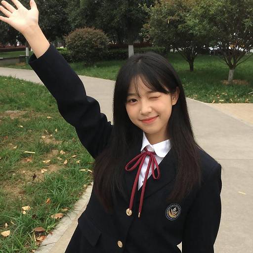 Smiling Asian Student in Nature