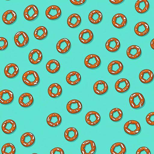 Cartoon Pretzel Pattern on Mint Blue