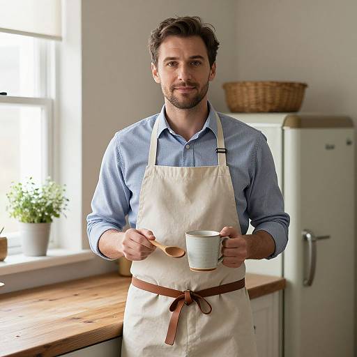 Friendly Man Cooking in Cozy Kitchen