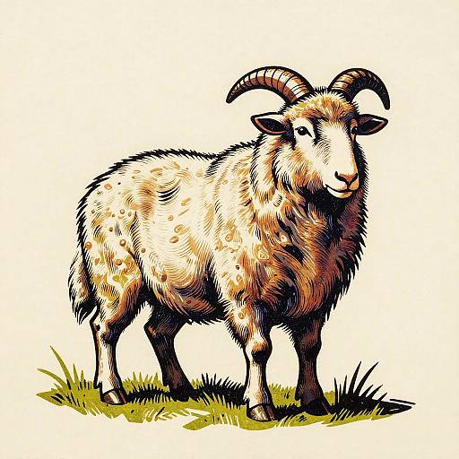 Rustic Woodcut Mountain Shepherd Portrait