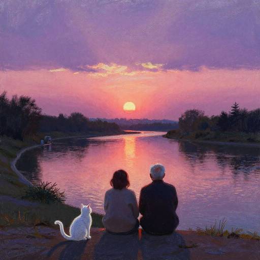 Elderly Couple Romantic Sunset Scene