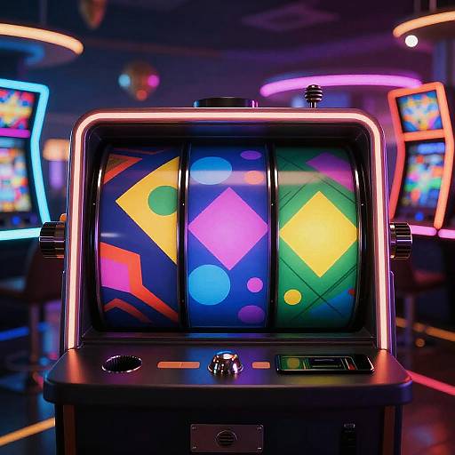 Abstract Neon Slot Machine Art