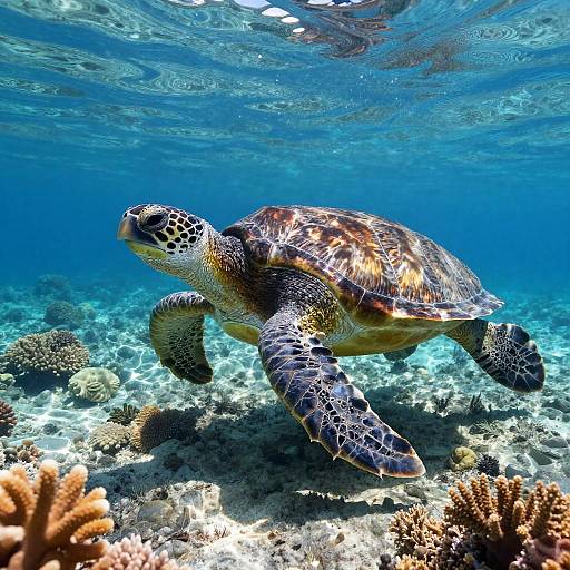 Serene Sea Turtle in Tropical Lagoon
