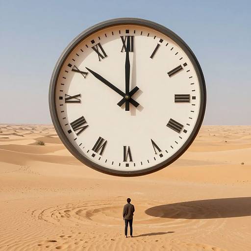 Surreal Desert Clock Contemplation