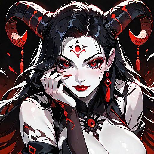 Gorgeous Japanese Demon Girl Portrait