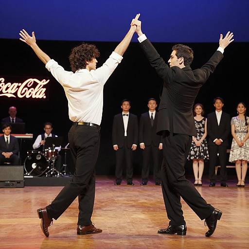 Dynamic Dance Duo Under Neon Lights