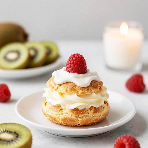 Raspberry Cream Puff with Kiwi Slices