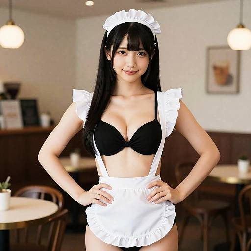Young Woman in Maid Bikini Costume