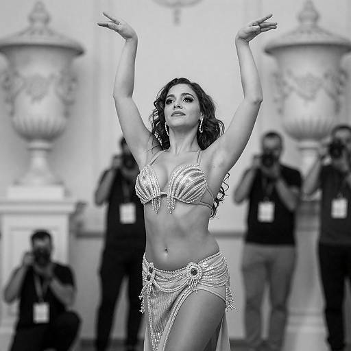 Shimmering Belly Dancer in Ornate Room