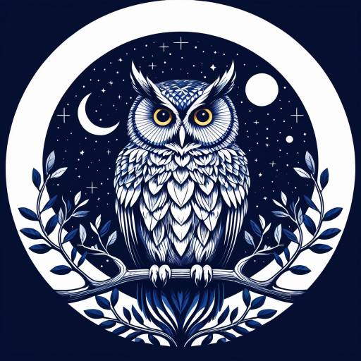 Owl in Moonlit Geometric Design Owl in Moonlit Geometric Design