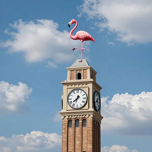 Surreal Flamingo Clock Tower