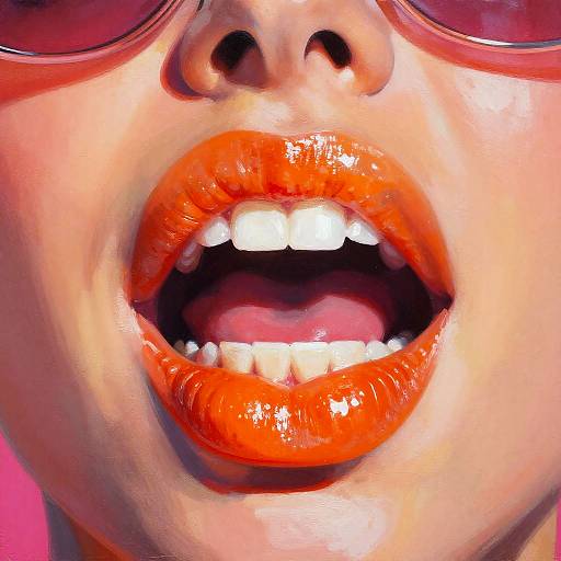 Glossy Tangerine Lips Pop Art