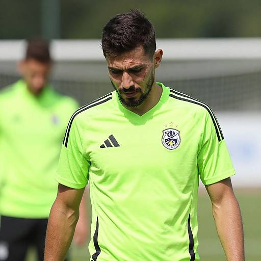 Athlete Training in Lime-Green Jersey