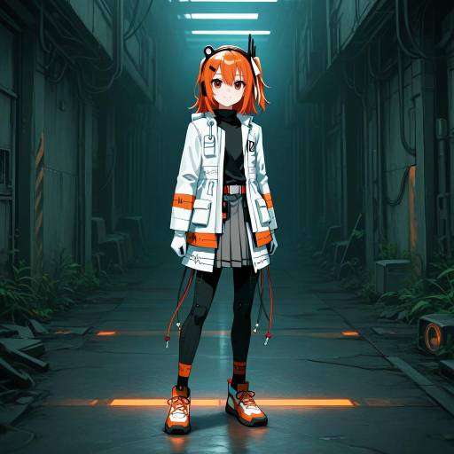 Dystopian Android Girl with Orange Hair
