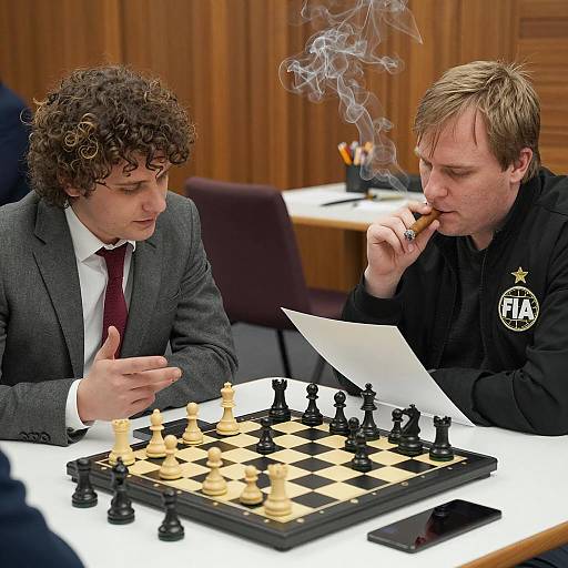 Intense Chess Match Between Two Gentlemen