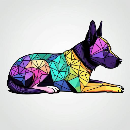 Stylized Geometric Dog Illustration Art