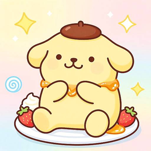 Cute Cartoon Purin with Caramel